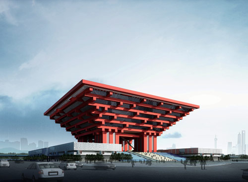 Das Design des China Pavillon steht unter dem Konzept 'der Orientalischen Krone'. 
