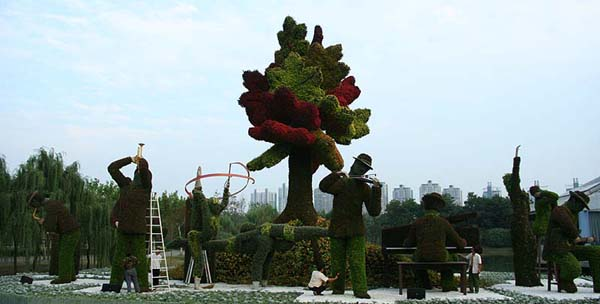  Красивые объемные цветочные клумбы в Шанхае 