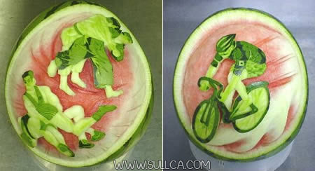 El fantástico trabajo de tallado en sandías 8