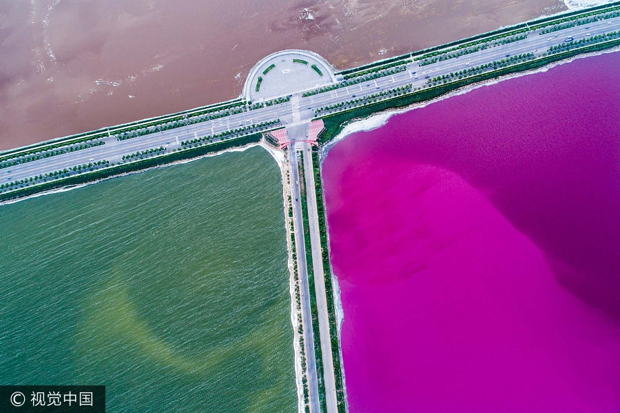 Colores otoñales en el lago de sal de la provincia china de Shanxi 1