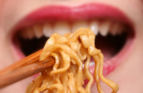 A new study finds that people who chew their food more take in fewer calories.