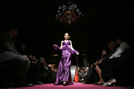 A model presents a creation Daalarna by Hungarian designer Anita Benes during a fashion show in Budapest on January 14, 2009.
