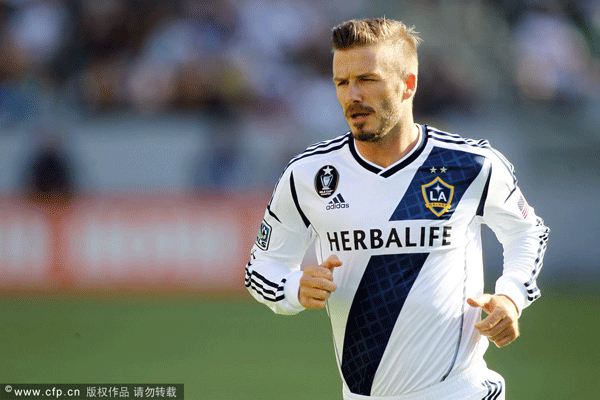 David Beckham in action for LA Galaxy v New York Red Bulls, Carson, California. 