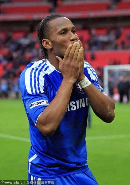  Chelsea's Didier Drogba celebrates winning the FA Cup.