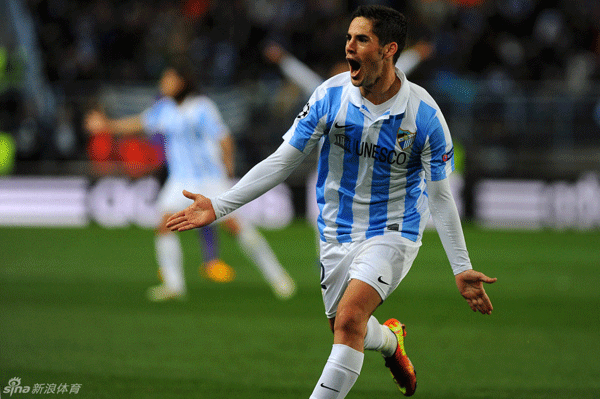  Isco celebrates after scoring the opener for Malaga.