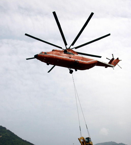 在5月的抗震救灾中，中国租借的俄米-26T重型直升机发挥了巨大作用