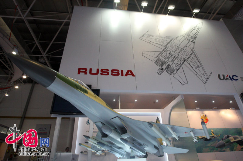 2008珠海航展，俄罗斯联合航空制造集团公司展台上的战斗机模型 中国网 杨佳/摄影