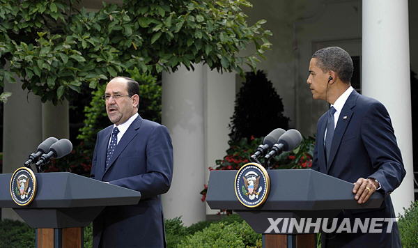 奥巴马与伊拉克总理马利基在白宫举行联合记者会 