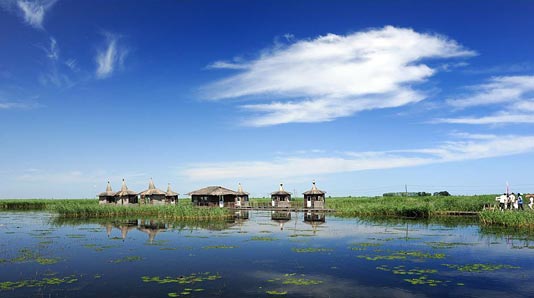 图片中国：大庆湿地鹤鸣湖上风光美