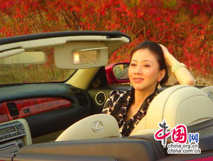 香山红叶香车衬美人