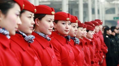 乘务员赛 郑西 高速铁路 空姐 客运专线 时速达 中新社 首发仪式 高铁 亮相