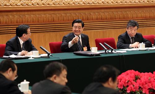 胡锦涛吴邦国温家宝习近平贺国强周永康参加审