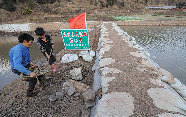 云南省曲靖市宣威市龙潭镇村民正在加固水坝，蓄水抗旱（3月5日摄）。图片来源：新华网 秦晴 摄