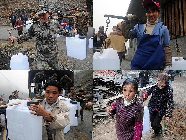 水来了，久旱的广西河池市好言屯村村民们笑得合不拢嘴。图片来源：人民网 连波 谢建伟 摄