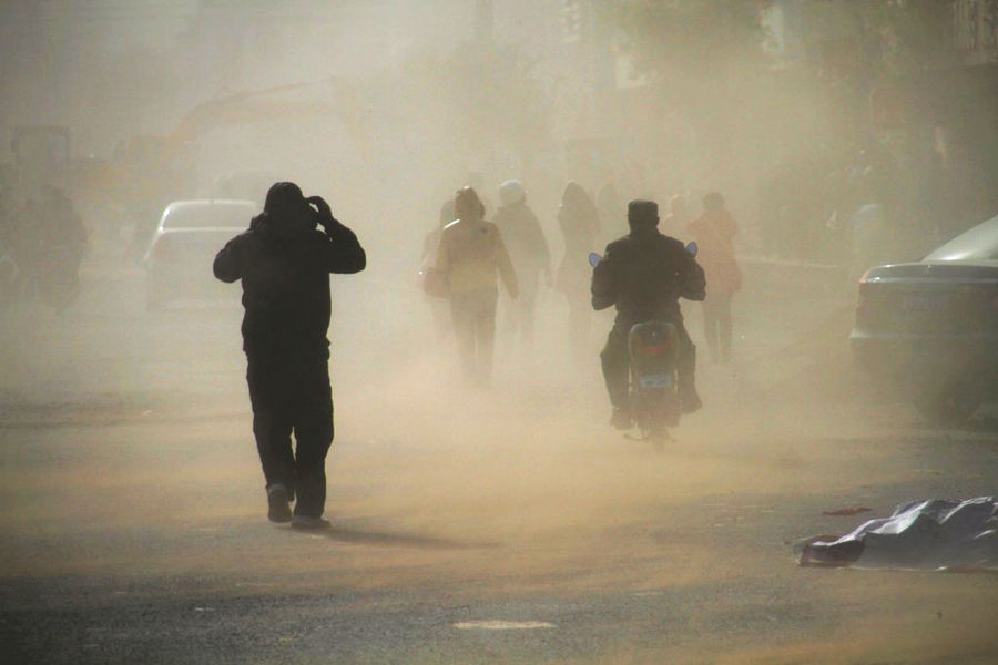 中国西北地区有扬沙或沙尘暴天气