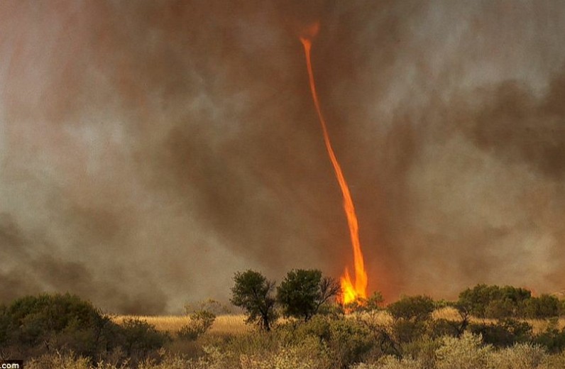 澳大利亚现30米高震撼火柱