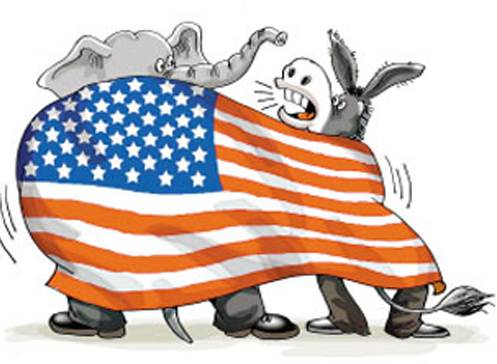 驴象之争代指美国政治竞选,也是美国两党制的喻词.