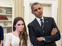 奥巴马与奥运“不爽姐”摆拍撅嘴照[组图]