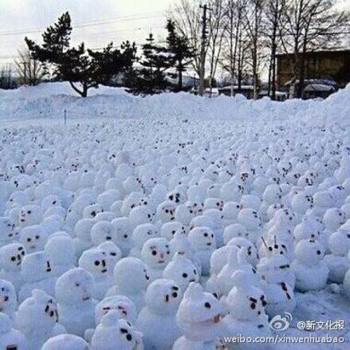 传一大学生堆1314个雪人求爱 被女生拒绝