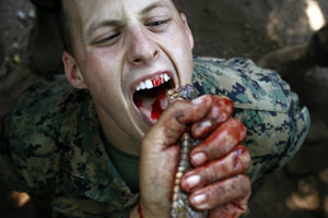 “金色眼鏡蛇”聯合軍演 美國士兵挑戰生飲蛇血