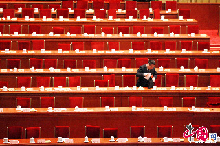 全国政协十二届一次会议开幕会会场场景。中国网记者 杨佳摄影