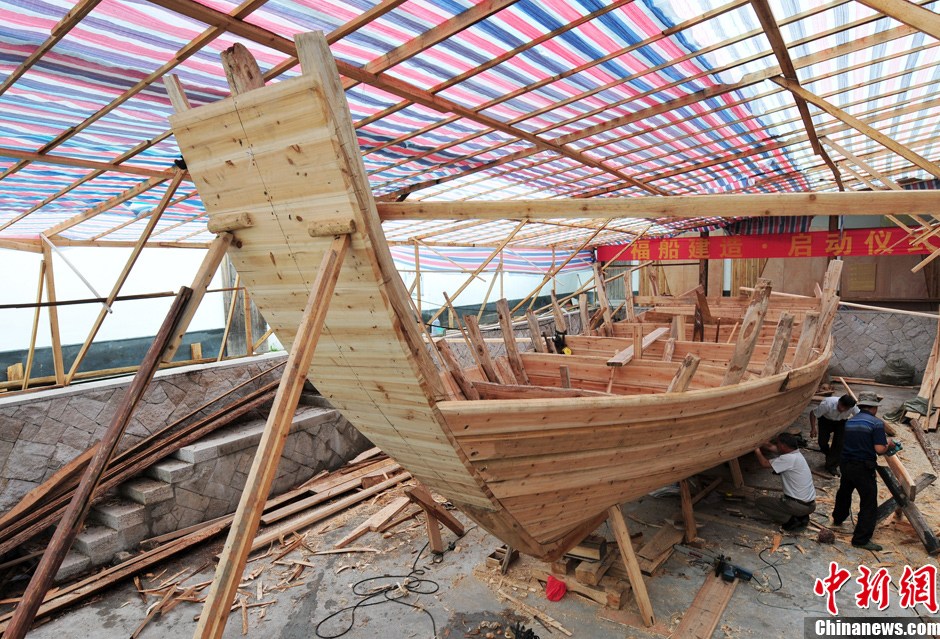 福州工匠纯手工打造古代福船