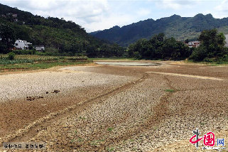 8月1日，贵州紫云自治县干枯见底的水库。中国网图片库 卢维/摄