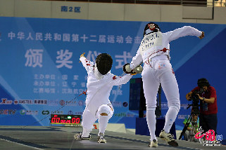 第十二届全运会击剑比赛精彩瞬间。中国网记者董宁/摄