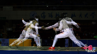 第十二届全运会击剑比赛精彩瞬间。中国网记者董宁/摄
