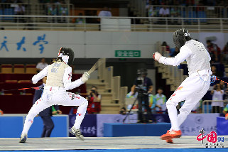 第十二届全运会击剑比赛精彩瞬间。中国网记者董宁/摄