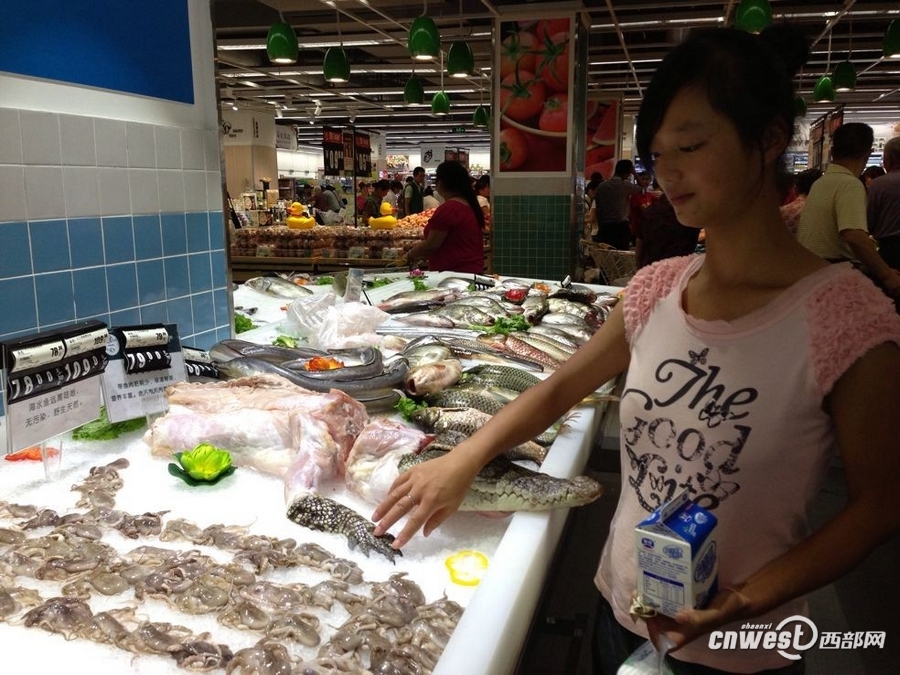 西安一超市卖鳄鱼肉引围观 市民敢摸不敢买 [组图]