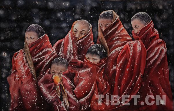 第二届“和美西藏”美术作品大赛优秀奖作品水彩画《即心即佛》