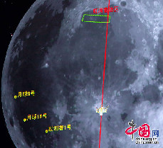 　嫦娥三号飞向着陆区（模拟画面）。 中国网记者 杨佳摄