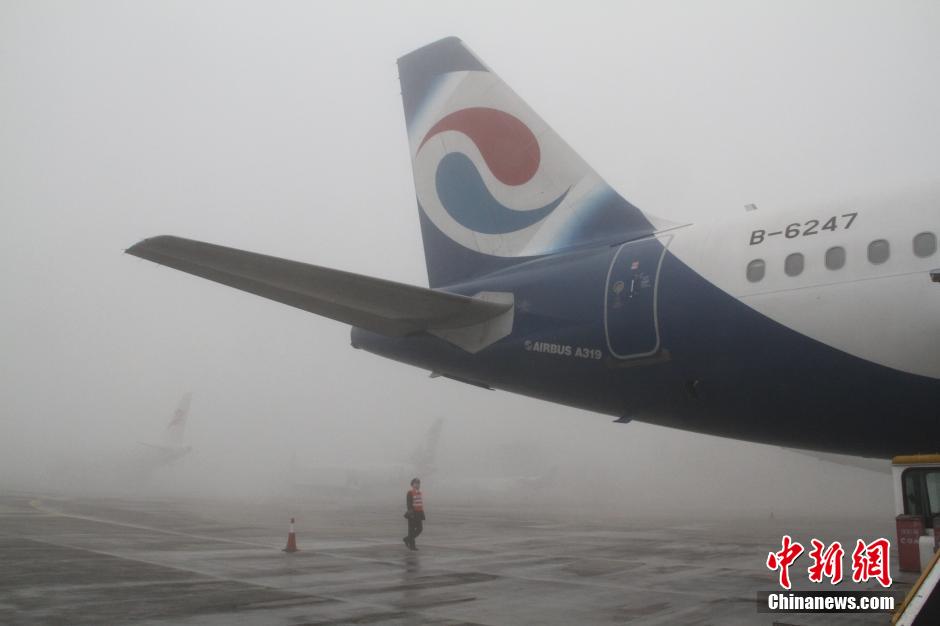 重慶大霧致機場百餘航班延誤 近萬人出行受阻