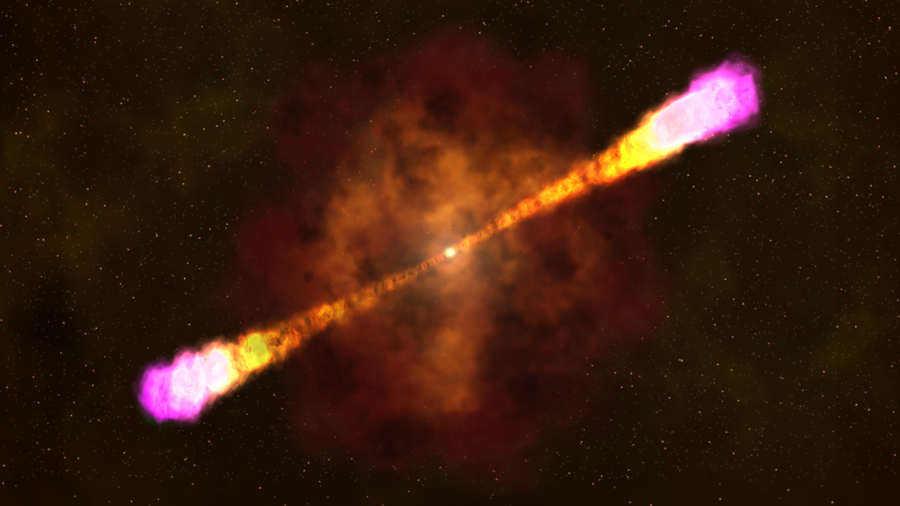 天體物理學：恒星塌縮成黑洞時放射伽馬射線和高速粒子流