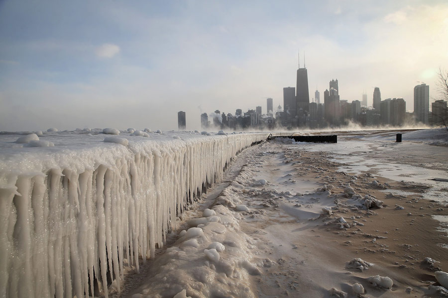 美国：寒潮中的芝加哥[组图]