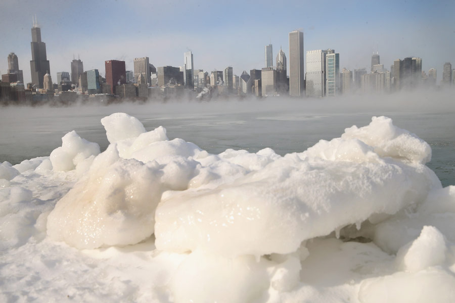 美国：寒潮中的芝加哥[组图]