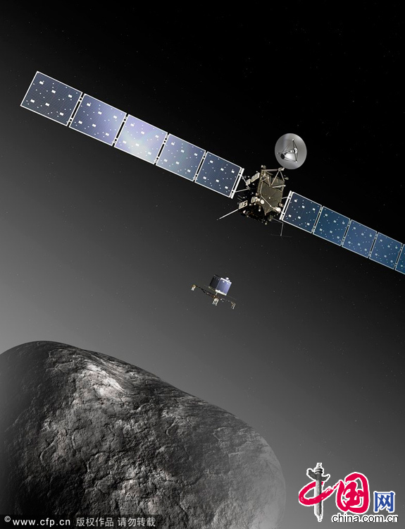  当地时间2014年1月20日，德国达姆施塔特，欧洲航天局宣布，欧洲“罗塞塔”彗星探测器按计划20日苏醒，地球控制中心7个半小时后收到探测器传回的首个信号。 图片来源：CFP