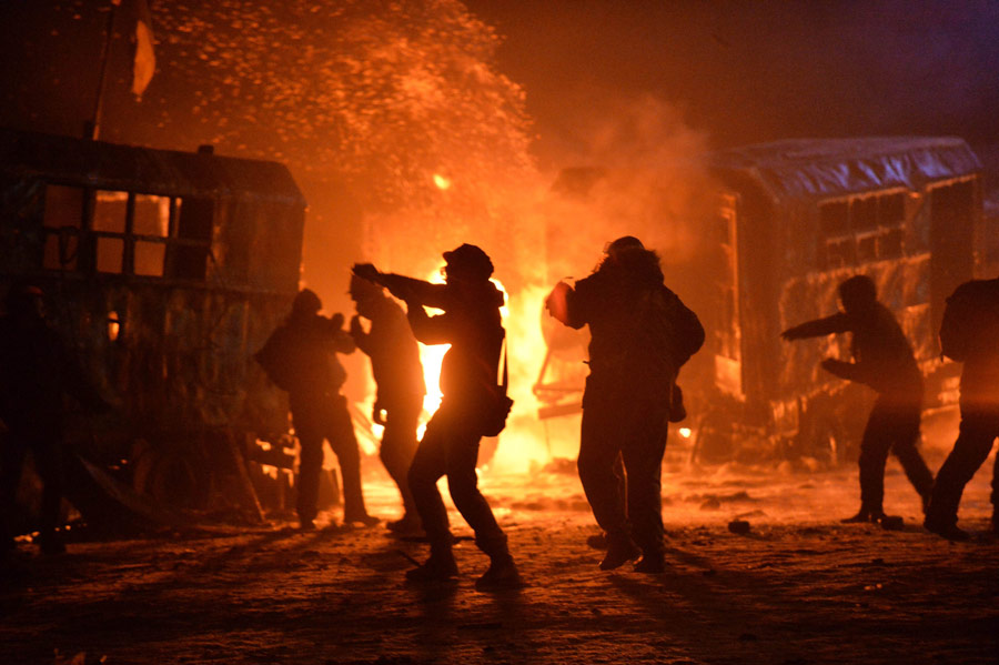 烏克蘭爆發近年最嚴重暴力衝突 首都如“戰場”[組圖]