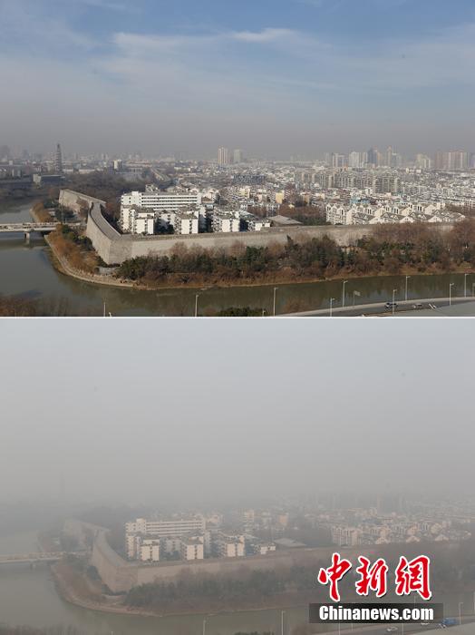 南京遭遇雾霾围城 城市上演大“变脸”