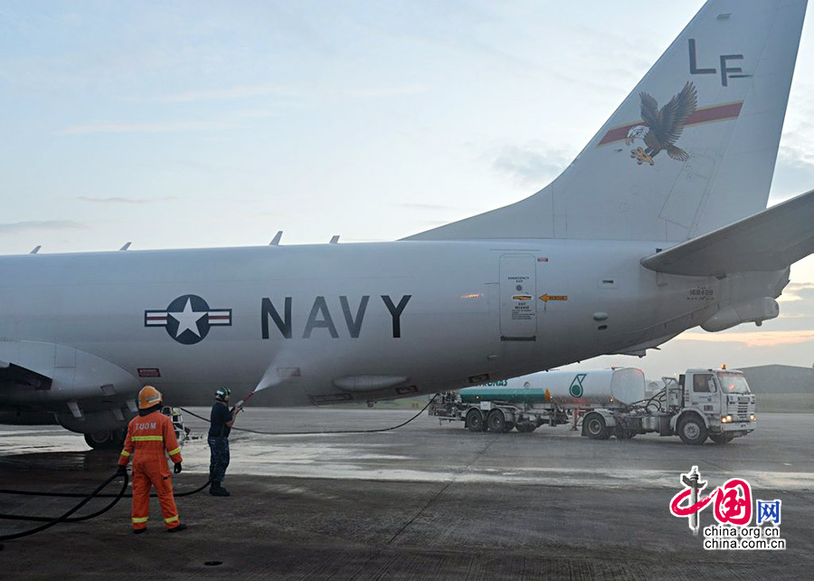 當地時間2014年3月18日，馬來西亞吉隆坡，美軍派出P-3C反潛機前往搜尋馬航失聯客機。