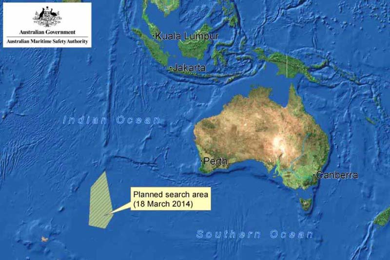 澳大利亚搜寻区域曝光 距离珀斯3200公里