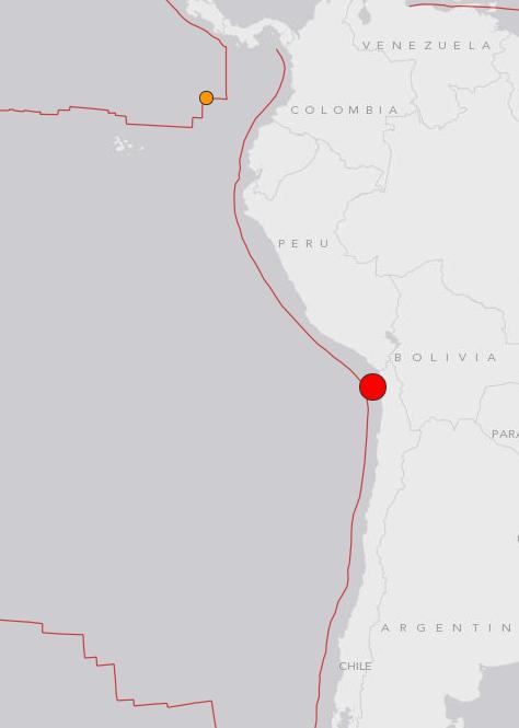 智利西北部海域發生8.0級地震 發佈海嘯預警