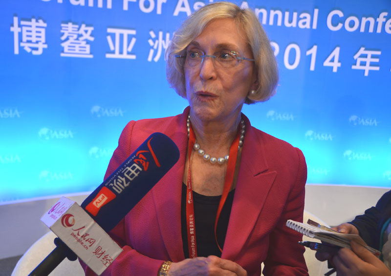 美國前商務(wù)部長Barbara Franklin接受人民網(wǎng)記者專訪（人民網(wǎng)記者 夏曉倫攝）