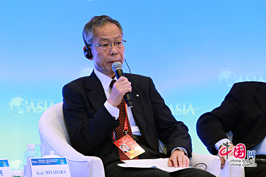 2014年4月10日，博鳌亚洲论坛，“APEC：因应亚洲的新未来”分论坛举行。图为日本邮船株式会社会长宫原耕治。