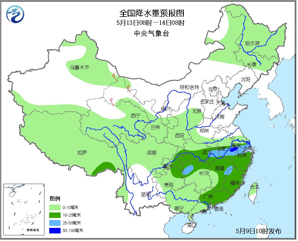 中央气象台5月10日发布 未来十天全国天气预报