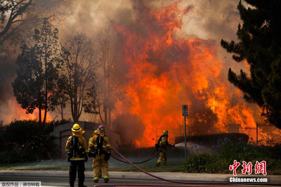 美国加州山火蔓延 过火面积超1500公顷数千人疏散