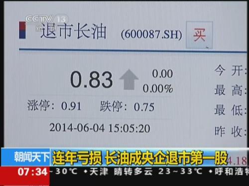 *ST<em>长油</em>成央企退市第一股_ 视频中国