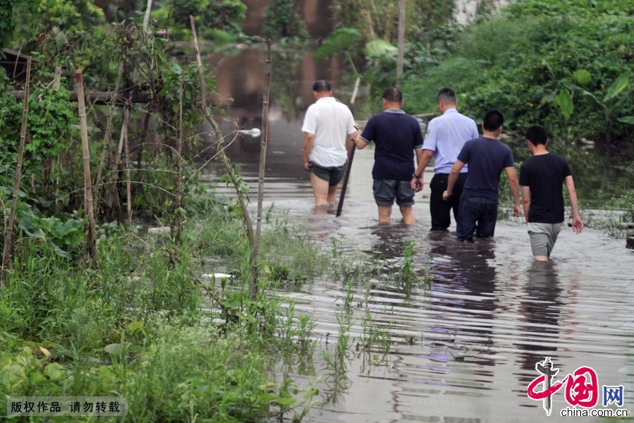 6月19日，在福建省厦门市海沧区后坑村，救援人员紧急转移被困洪水中的群众。