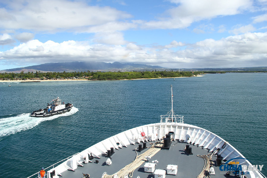 中國海軍參加“環太平洋－2014”演習艦艇編隊抵達美夏威夷珍珠港